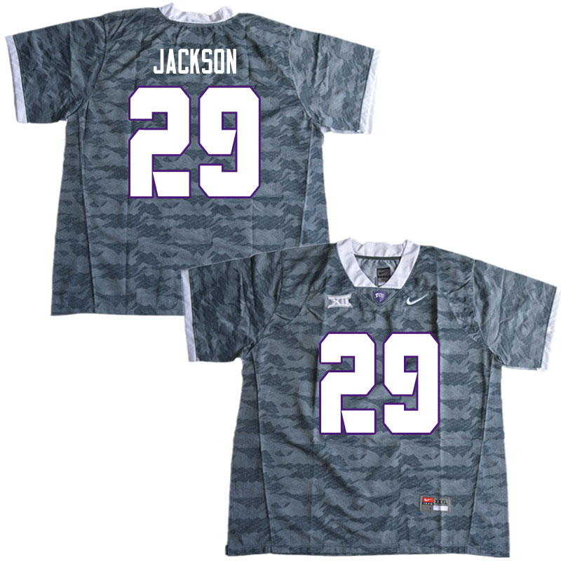 Men #29 Sterling Jackson TCU Horned Frogs College Football Jerseys Sale-Gray - Click Image to Close